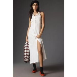 Anthropologie white Midi Halte Dress with Collar